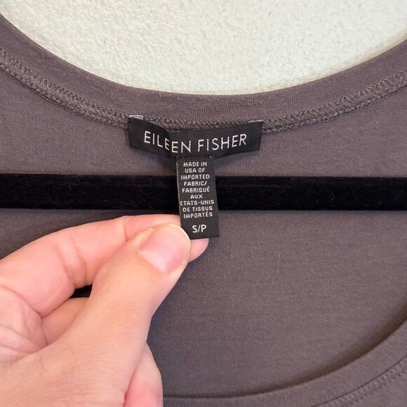 Eileen Fisher Midi T-Shirt Dress S Gray 3/4 Sleeve Casual Stretchy Pullover USA - Picture 7 of 8